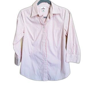 J Crew pink top Long Sleeve Striped Button-Down Haberdashery shirt size S preppy